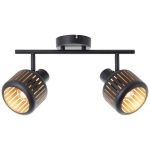 Brilliant Tyas Ceiling Light Aluminium Metal Black Gold | Suitable for 2x E14