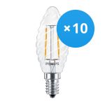 Multipack 10x Philips Corepro LED Candle E14 Twisted Candle Filament Clear 2W 250lm - 827 Extra Warm White | Replaces 25W