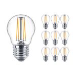 Multipack 10x Philips Corepro LED Lustre E27 Ball Filament Clear 4.3W 470lm - 827 Extra Warm White | Replaces 40W