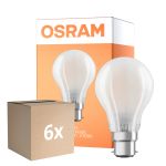 Multipack 6x Osram Retrofit Classic LED B22d Pear Frosted 11W 1521lm - 827 Extra Warm White | Dimmable -  Replaces 100W