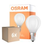 Multipack 6x Osram Classic LED E14 Ball Filament Frosted 5.5W 806lm - 840 Cool White | Dimmable - Replaces 60W