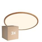 Multipack 3x Nordlux LED Ceiling Light Oja 42 Wood 24W 2150lm - 827 Extra Warm White | Dimmable