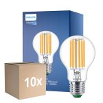 Multipack 10x Philips MASTER LED Bulb Ultra Efficient E27 Pear Clear 5.2W 1095lm - 830 Warm White | Replaces 75W