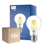 Multipack 10x Philips Master LED E27 Pear Filament Clear 3.4W 470lm - 922-927 Dim To Warm | Best Colour Rendering - Dimmable - Replaces 40W