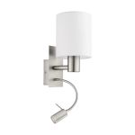 Eglo Wall Light Pasteri Steel Satin Nickel 40 | IP20 - Incl. Spot and Excl. 1x E27