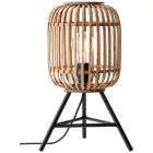 Brilliant Table Lamp Woodrow Metal Bamboo Brown | Suitable for 1x E27