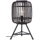 Brilliant Table Lamp Woodrow Metal Bamboo Black Wood | Suitable for 1x E27