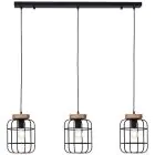 Brilliant Gwen Pendant Metal Wood Black | Suitable for 3x E27