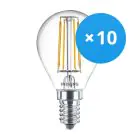 Multipack 10x Philips Corepro LED Lustre E14 Ball Filament Clear 4.3W 470lm - 827 Extra Warm White | Replaces 40W