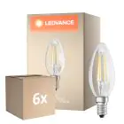 Multipack 6x Osram Classic LED E14 Candle Filament Clear 5.5W 806lm - 827 Extra Warm White | Dimmable - Replaces 60W
