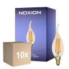 Multipack 10x Noxion Lucent LED E14 Candle Filament Amber BA35 4.5W 400lm - 822 Extra Warm White | Dimmable - Replaces 35W